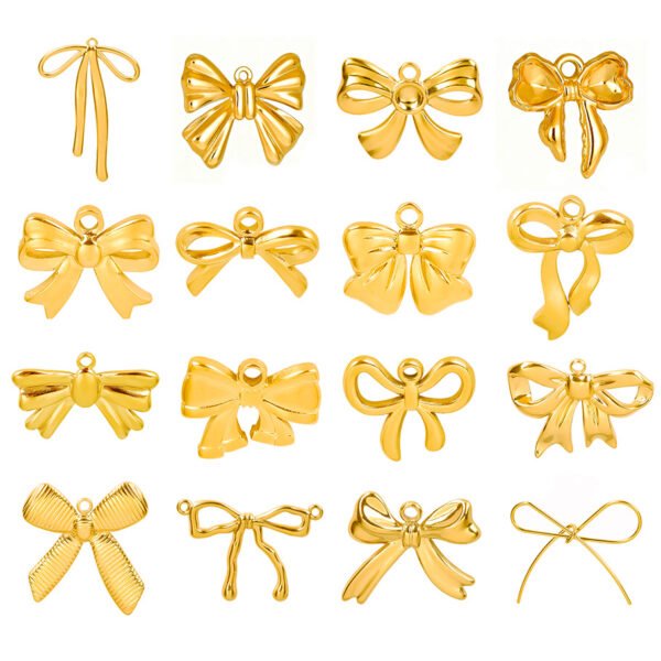 16pcs Stainless Steel Bow Pendant  Charms Pendant Set