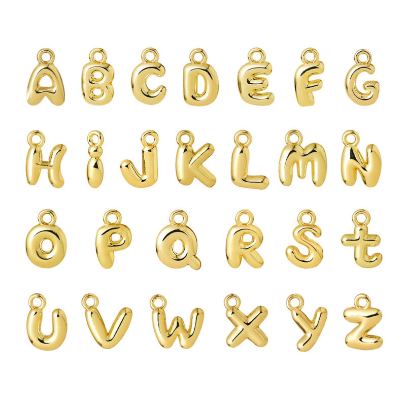 26Pcs Letter Charms, Initial Letter Charm for Jewelry Making, Gold A-Z Alphabet Letter Charm Pendants for Bracelet Necklace Earrings Crafts Making