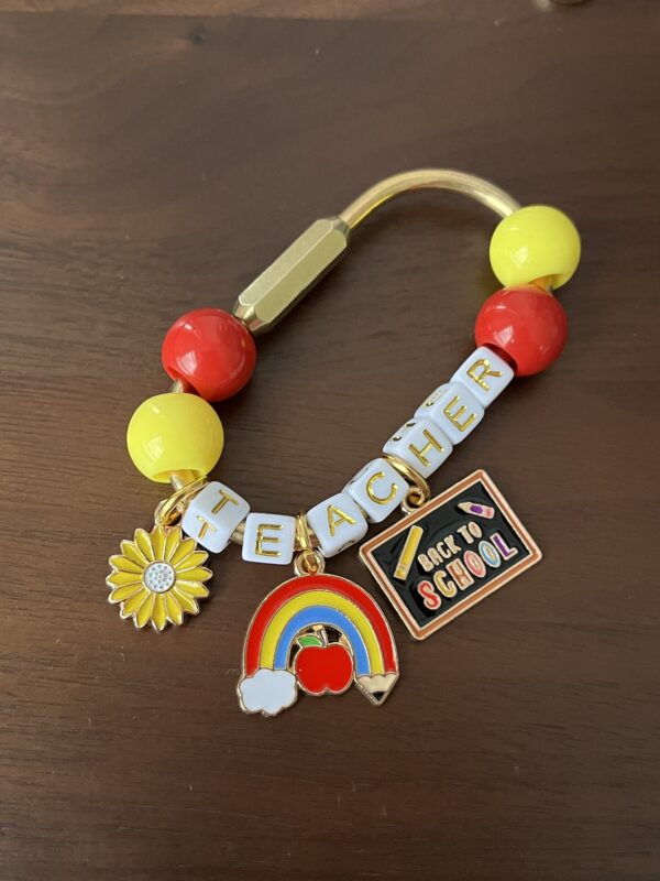 Cute Teacher Themed Beaded Bag Charm | Perfect Gift for Teachers