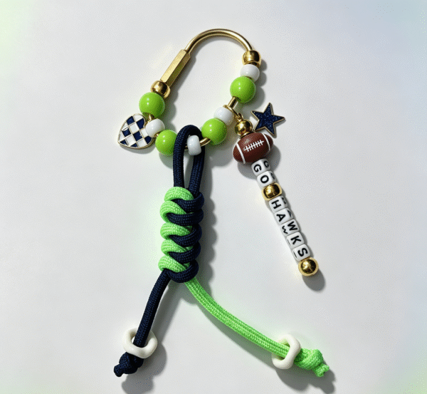 Handmade Paracord Bag Charm, Gift for Seattle Football Supporters